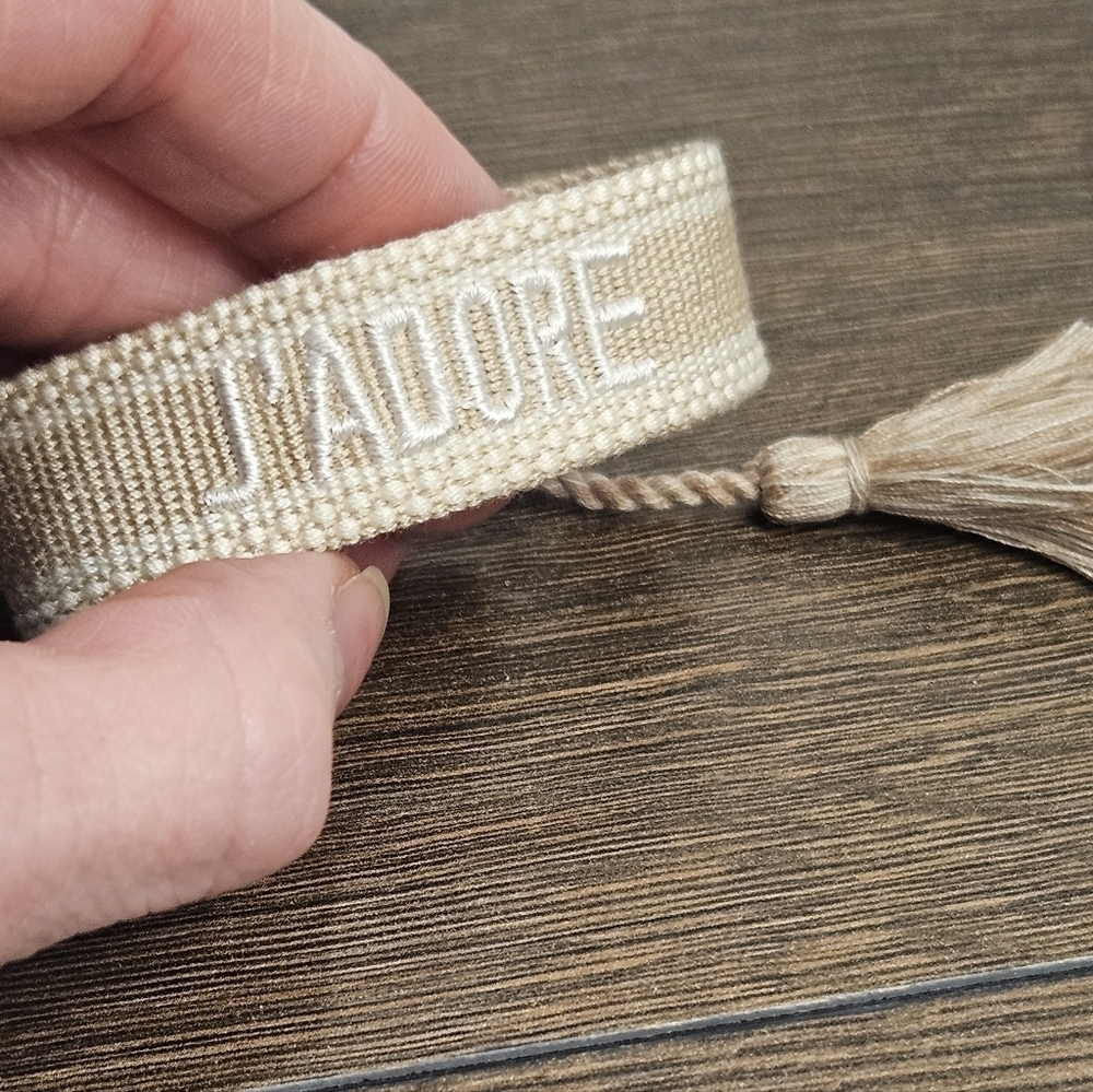 NEW "J'Adore" Beige Woven Love Bracelet